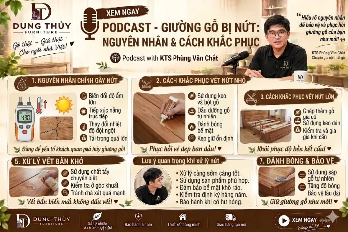 Giường gỗ bị nứt