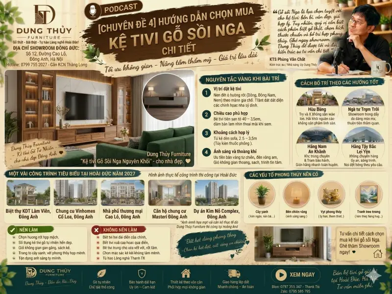 Hướng dẫn chọn mua kệ tivi gỗ sồi Nga