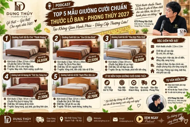 Kích thước giường cưới theo phong thủy