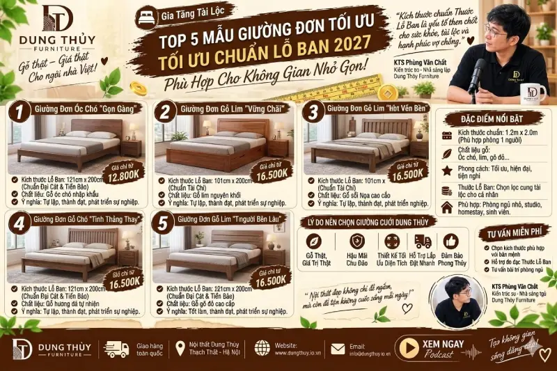 Kích thước giường đơn 1 người theo tiêu chuẩn