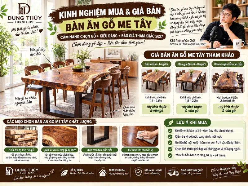Kinh nghiệm mua & Giá bán Bàn ăn gỗ me tây