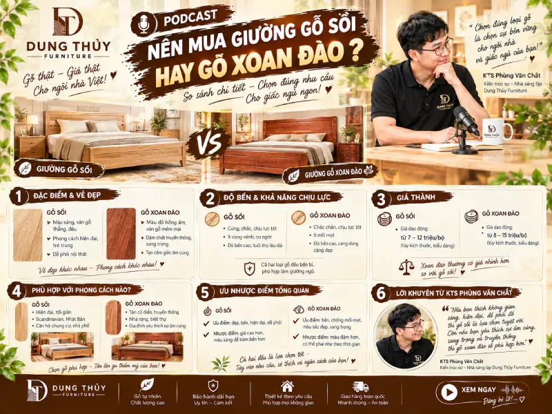 Nên mua giường gỗ sồi hay gỗ xoan đào