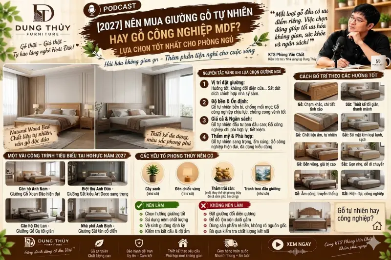 Nên mua giường gỗ tự nhiên hay công nghiệp mdf