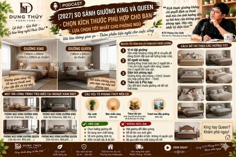 So sánh giường King và Queen