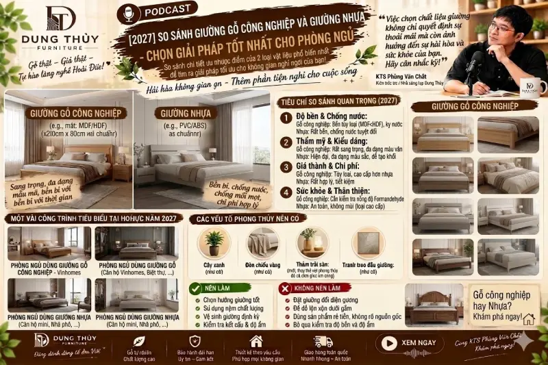 So sánh giường gỗ công nghiệp & giường nhựa