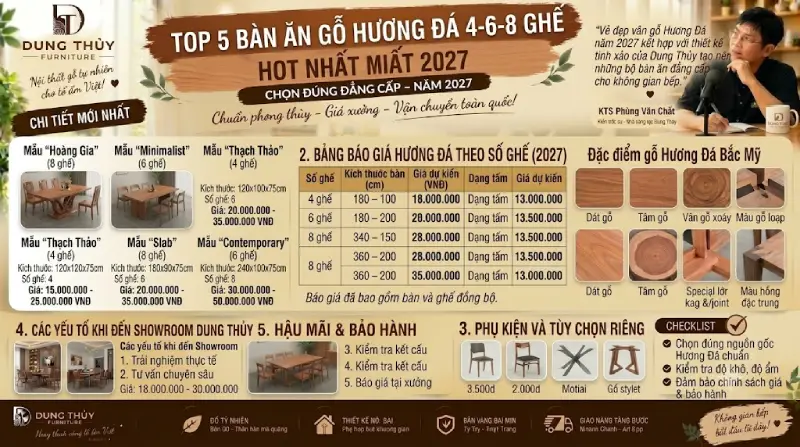 bàn ăn gỗ hương 4-6-8 ghế
