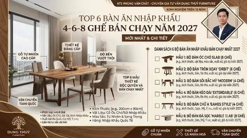 bàn ăn nhập khẩu 4-6-8 ghế
