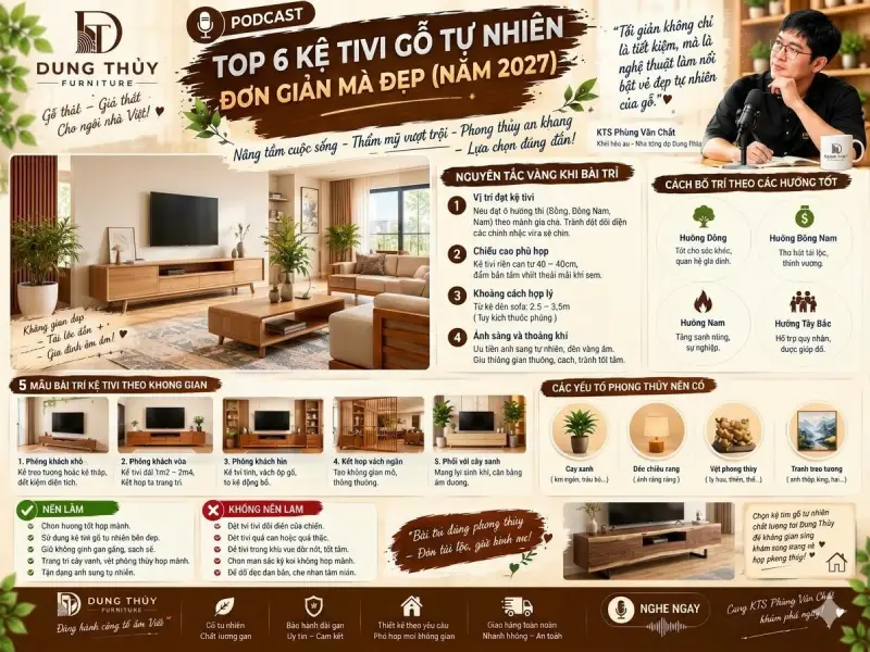kệ để tivi gỗ tự nhiên đơn giản mà đẹp
