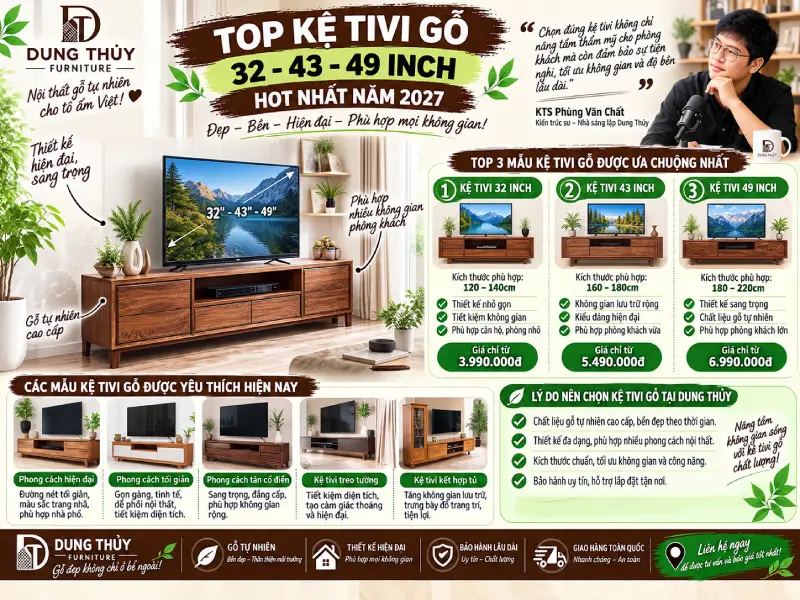 kệ tivi gỗ 32 - 43 - 49 inch