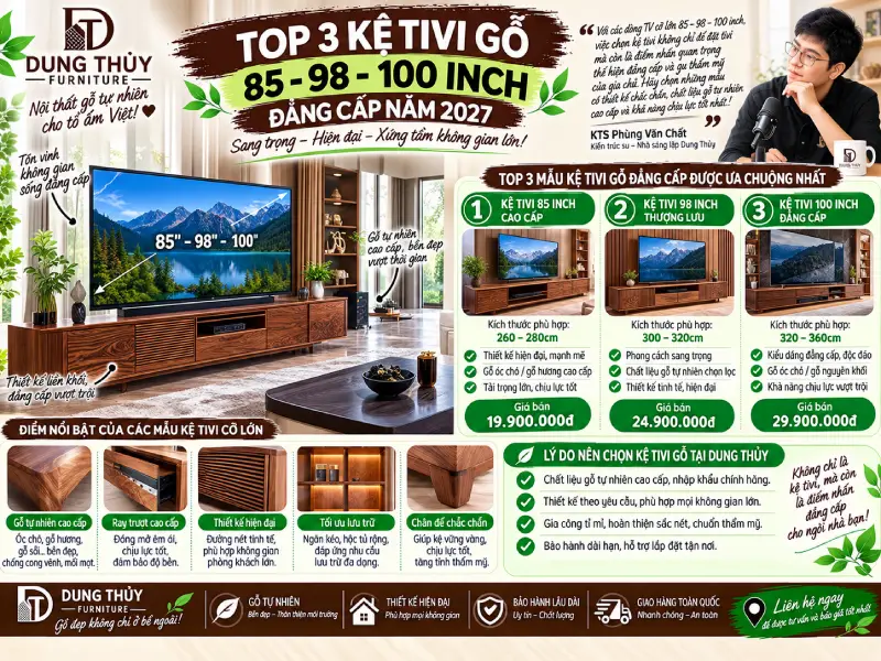 kệ tivi gỗ 85 - 98 - 100 inch