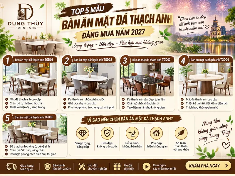 mẫu bàn ăn mặt đá thạch anh