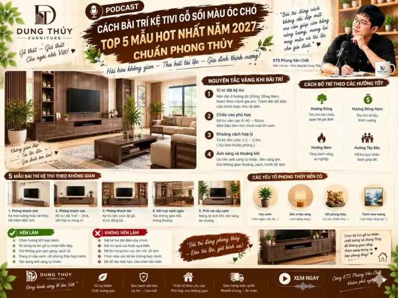 mẫu kệ tivi gỗ sồi màu óc chó