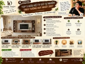 mẫu kệ tivi gỗ tự nhiên treo tường