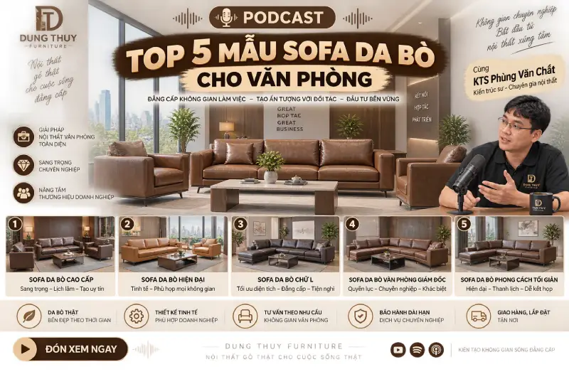 mẫu sofa da bò cho văn phòng